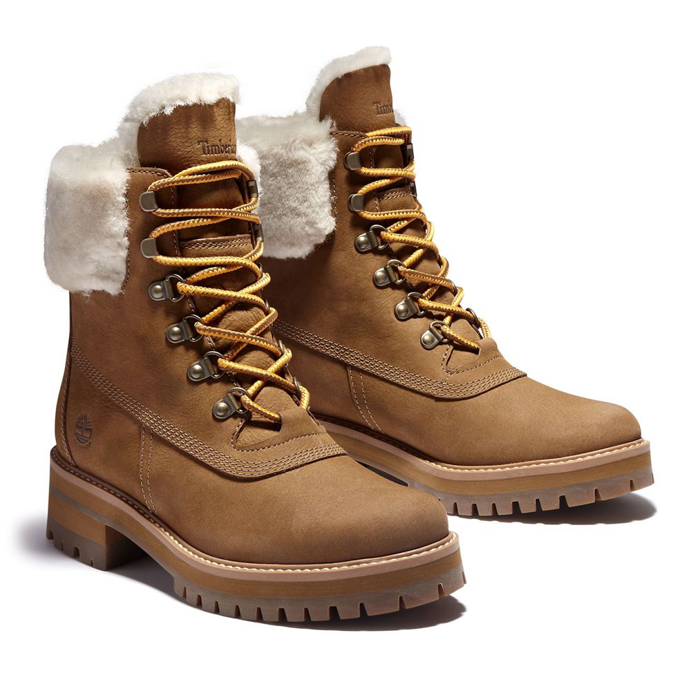 Timberland Womens 6-Inch Boots Courmayer Valley Waterproof Shearling - Brown - India XY9785142